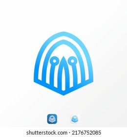 Simple and unique funny ghost in line with tech or network guard image graphic icon logo design abstract concept vector stock. Can be used as symbol related to computer or hacker