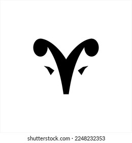 Simple unique goat head vector logo design.