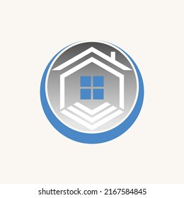 Simple and unique hexagon with roof house and window on circle around image graphic icon logo design abstract concept vector stock. Can be used as symbol related to home property or home