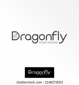 Simple and unique illustration dragonfly inside letter D sans serif font image graphic icon logo design abstract concept vector stock. Can be used as a symbol associated with animal or insect