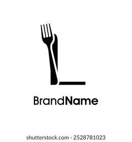 Simples e único ilustração logotipo design inicial L combinar com garfo. Logotipo recomendado para bebidas, restaurantes, cafés e alimentos relacionados a negócios.