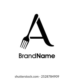 Diseño de logotipo de ilustración simple y único A inicial se combina con tenedor. Logo recomendado para bebidas, restaurante, cafetería y comida relacionadas con negocios.