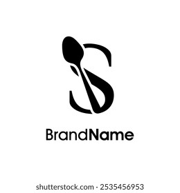 Simples e único ilustração logotipo design inicial S combinar com colher. Logotipo recomendado para bebidas, restaurantes, cafés e alimentos relacionados a negócios.