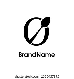 Simple and Unique illustration logo design initial O combine with spoon. Logo recommended for business related Beverages, Restaurant, Cafe and Food.