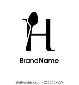 Simples e único ilustração logotipo design inicial H combinar com colher. Logotipo recomendado para bebidas, restaurantes, cafés e alimentos relacionados a negócios.