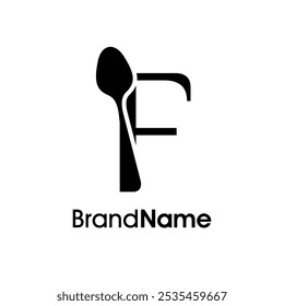 Simples e único ilustração logotipo design inicial F combinar com colher. Logotipo recomendado para bebidas, restaurantes, cafés e alimentos relacionados a negócios.