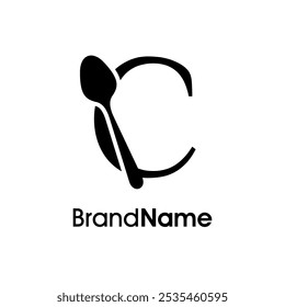 Simple and Unique illustration logo design initial C combine with spoon. Logo recommended for business related Beverages, Restaurant, Cafe and Food.