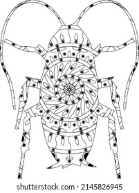 Simple Unique Insect Florida Woods Cockroach Cute Mandala Line Art Logo Tattoo Cubism Surrealism Style Creative Pattern Decoration Popular Artwork World Wildlife Day International Biological Diversity