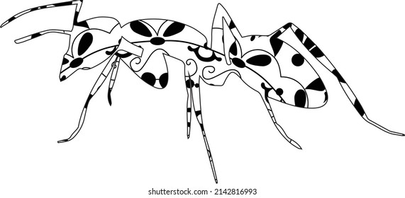 Simple Unique Insects Carpenter Ant Cute Mandala Line Art Logo Tattoo Cubism Surrealism Style, Creative Pattern Decoration Popular Artwork World Wildlife Day International Biological Diversity
