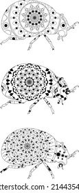 Simple Unique Insects Dung Beetle Cute Mandala Line Art Logo Tattoo Cubism Surrealism Style, Creative Pattern Decoration Popular Artwork World Wildlife Day International Biological Diversity