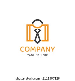logotipo de trabajo simple y único. combinación de la plantilla de logotipo del vector de corbata y maleta