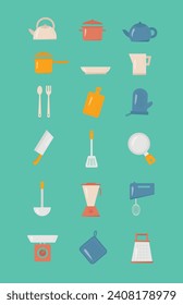 Simple and Unique Kitchen Utensils Illustration Design Set