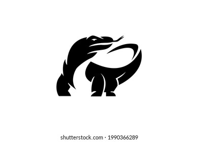 simple and unique komodo logo in black and white