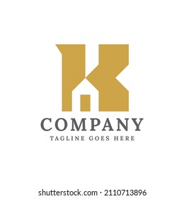simple and unique letter k house vector logo design. logo for construction, real estate, housing, etc.