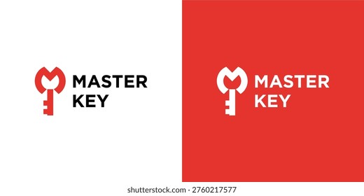 Simple unique letter M key logo design template