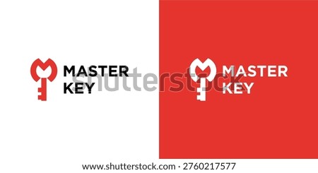 Simple unique letter M key logo design template