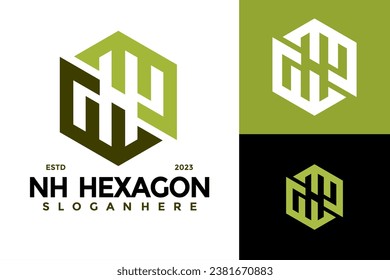 Simple Unique Letter NH Hexagon Logo design vector symbol icon illustration