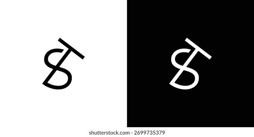 Simple and unique letter ST initials logo design	
