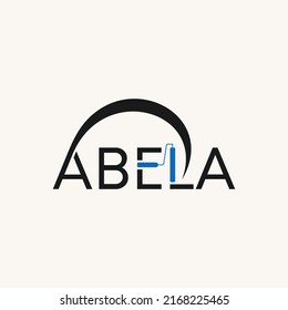 Simple and unique letter or word ABELA font with paint roller in EL image graphic icon logo design abstract concept vector stock. Can be used as symbol related to home painting or lettermark