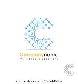 Simple and unique Letter or word C font in tech image graphic icon logo design abstract concept vector stock. Can be used as symbols related to initial or internet.