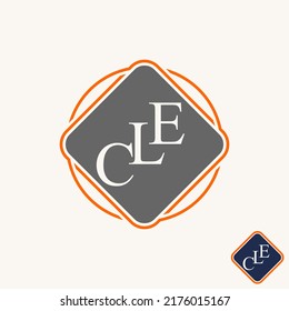 Simple and unique letter or word CLE serif font from bottom to top on rectangular image graphic icon logo design abstract concept vector stock. Can be used as symbol related to law or education