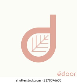 Simple and unique letter or word E sans serif font with leaf inside image graphic icon logo design abstract concept vector stock. Can be used as symbol related to typography or nature