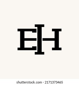 Letra simple y única o palabra EH serif tipo de letra con bloque de línea en el icono gráfico de imagen media diseño concepto abstracto material vector. Puede utilizarse como símbolo relacionado con el primer o monograma