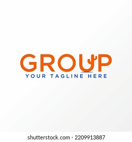 Simple and unique letter or word GROUP with cactus inside image graphic icon logo design abstract concept vector stock. Can be used as symbol related to mark or typography