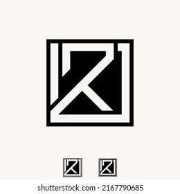 Simple and unique letter or word K2D or KRD font in cut and block square image graphic icon logo design abstract concept vector stock. Can be used as symbol related to initial or monogram