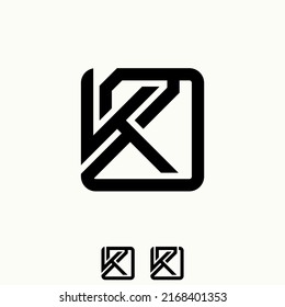 Letra simple pero única o letra K2D en línea cuadrada cortada icono gráfico de imagen redondeado diseño concepto abstracto material vector. Puede utilizarse como símbolo relacionado con el inicio o monograma del hogar