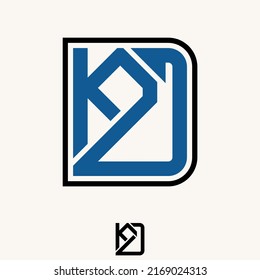 Letra simple pero única o letra K2D en línea cuadrada cortada icono gráfico de imagen redondeado diseño concepto abstracto material vector. Puede utilizarse como símbolo relacionado con el inicio o monograma del hogar