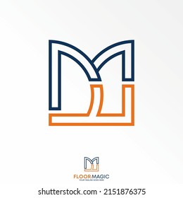 Simple and unique letter or word MF or DD double line font square image graphic icon logo design abstract concept vector stock. Can be used as a symbol related to monogram or initial