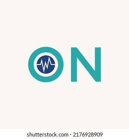 Simple and unique letter or word ON sans serif font with medical trading image graphic icon logo design abstract concept vector stock. Can be used as symbol related to typography or health