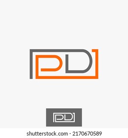 Simple and unique letter or word PD sans serif line cut font on square image graphic icon logo design abstract concept vector stock. Can be used as symbol related to initial  or monogram
