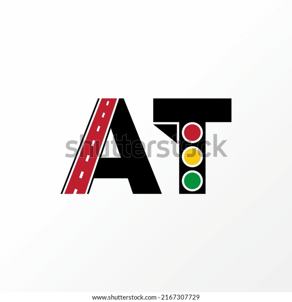 Simple\
and unique letter or word AT with road and traffic light image\
graphic icon logo design abstract concept vector stock. Can be used\
as a related to home sign instruction or\
initial
