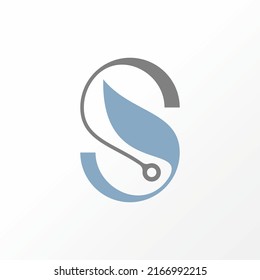 Simple and unique letter or word S font on flip or backwards with leaf and tech image graphic icon logo design abstract concept vector stock. Can be used as a symbol related to tech or initial