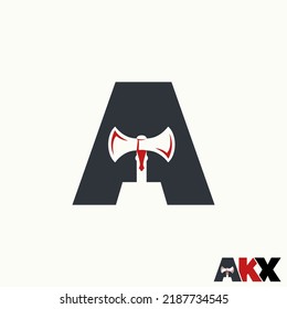 Simple and unique letter or word A sans serif font with axe inside negative space image graphic icon logo design abstract concept vector stock. Can be used as symbol related to initial or adventure