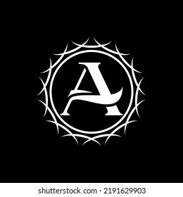Simple and unique letter or word A serif font with art motif around like emblem image graphic icon logo design abstract concept vector stock. Can be used as symbol related to initial or monogram