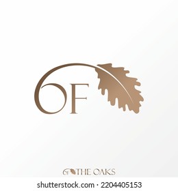Simple and unique letter or word OF serif font with oak leaf shape image graphic icon logo design abstract concept vector stock. Can be used as symbol related to botany or wedding