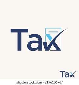 Simple and unique letter or word TAX font with paper and checklist image graphic icon logo design abstract concept vector stock. Can be used as symbol related to document or legal