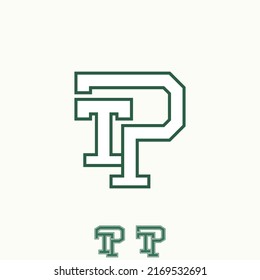 Simple and unique letter or word TP outline sans serif font on merge image graphic icon logo design abstract concept vector stock. Can be used as a symbol related to sport or initial