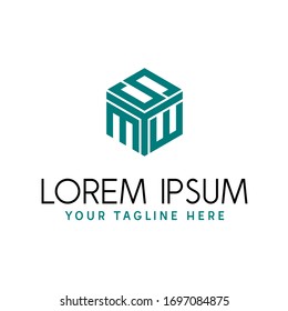 Simple and unique Letter or word YMWS font in 3D hexagon image graphic icon logo design abstract concept vector stock. Can be used as a symbol related to initial or monogram