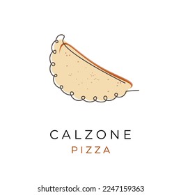 Simple Unique Line Art Pizza Calzone Logo