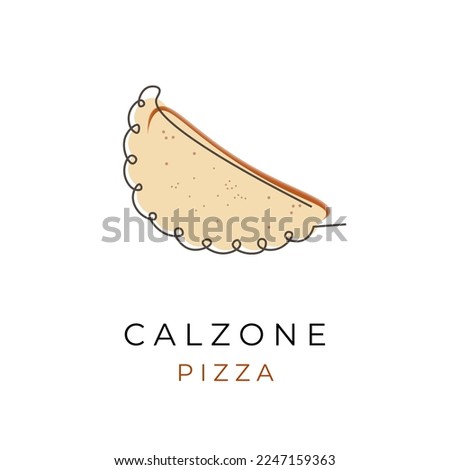 Simple Unique Line Art Pizza Calzone Logo