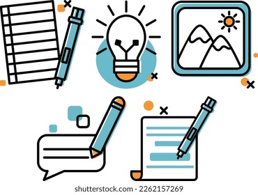 Simple unique line icon set that contains writing and education icons