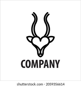 
Simple and unique line style love deer head logo template