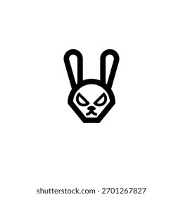 simple and unique logo of angry rabbit