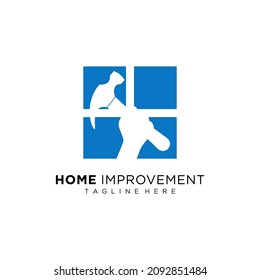 
simple and unique logo design about home improvement company in blue color