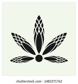 the simple and unique logo design depicts cannabis leaves