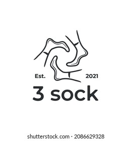 simple and unique logo design with feet and 3 socks in line and circular style, rotate and interconnect